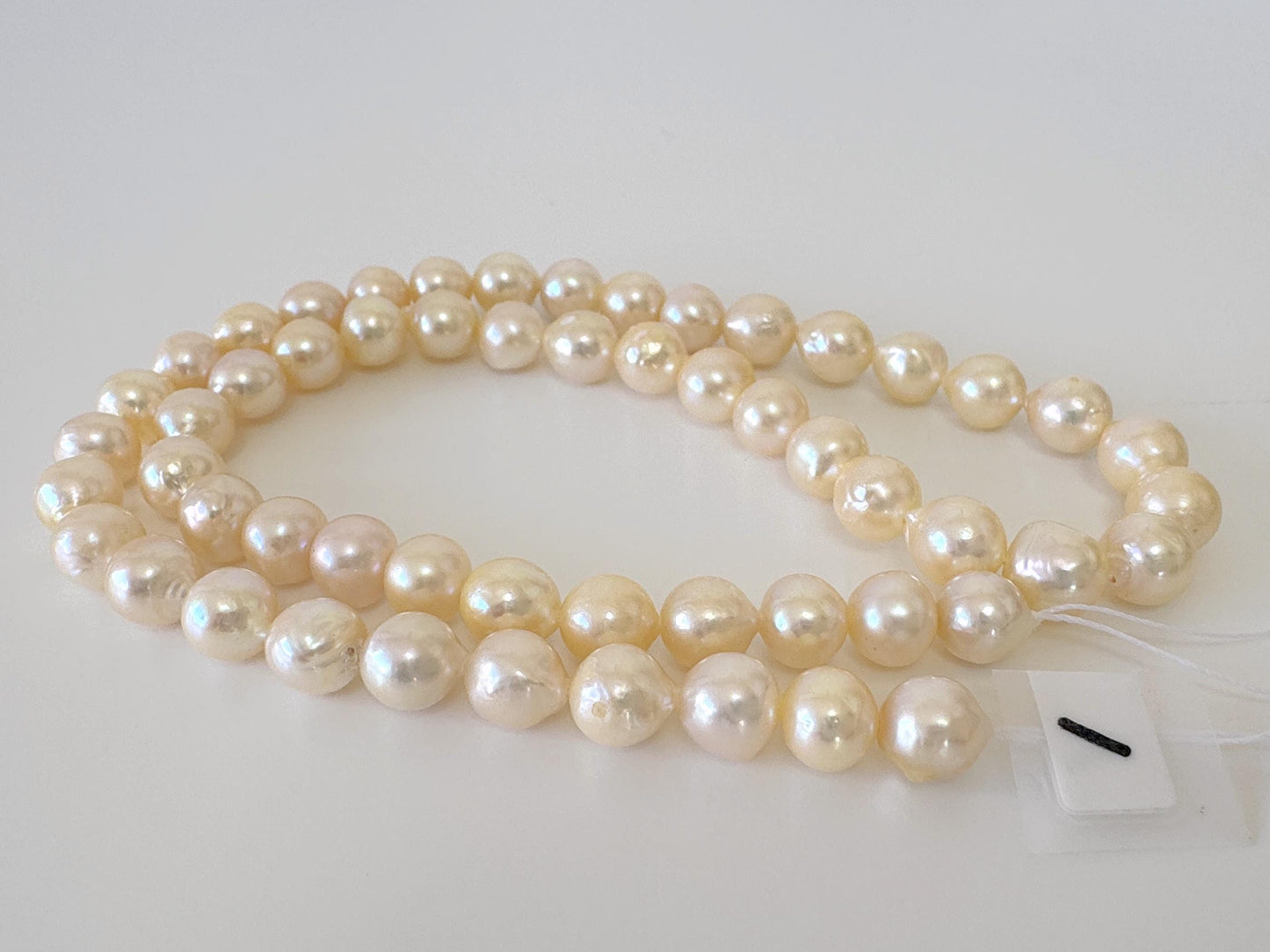 7-7.5mm Japanese Yellow Akoya Pearl Beads, Genuine Akoya Pearl, Full Strand, 40cm , 15.7", Cultured Salt water pearl