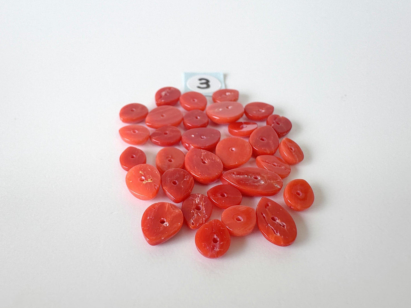 Value-priced, Natural red Mediterranean coral loose Pear shape cabochon for a set of 30pcs, For jewelry making, Natural color