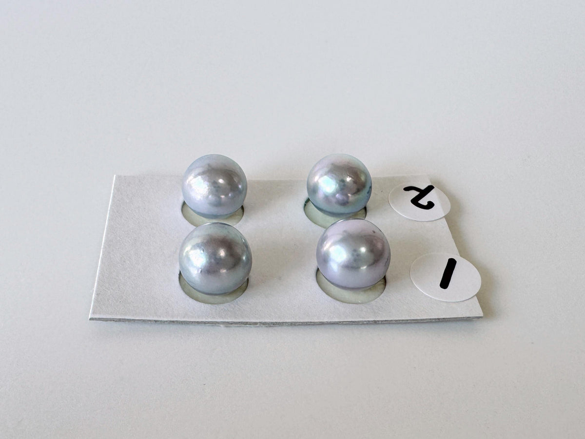 Japanese Blue/Silver (Treated) Akoya Pearl 8-8.5mm, Half-Drilled loose, Price per pair, Salt water pearl