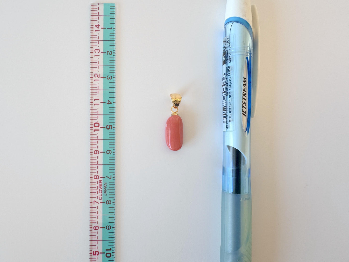 Natural Momo Coral Oval Pendant: Japanese Orange Coral, Gold-Plated Silver Bail