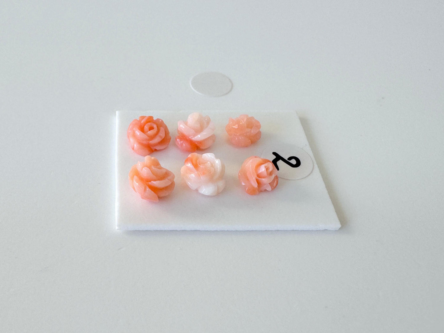 Small Pink Coral Rose Carvings Set: Deep Sea Jewelry Making (6pcs, 6-7mm)