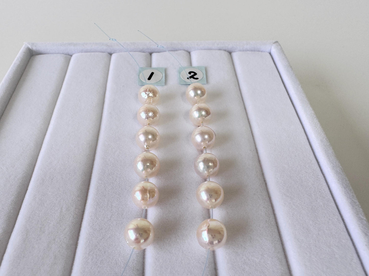 Japanese White/Pink Akoya Pearl Beads, 6.5-7mm, Mini Strand, Short Strand, 6 Pieces, Genuine Akoya Pearl, Cultured in Sea Water