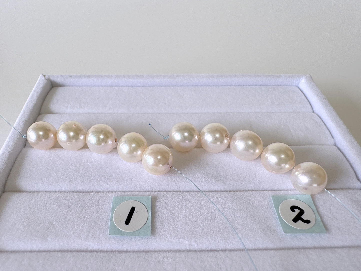 Japanese White/Pink Akoya Pearl Beads, 7.9-8.4mm, Mini Strand, Short Strand, 5 Pieces, Genuine Akoya Pearl, Cultured in Sea Water