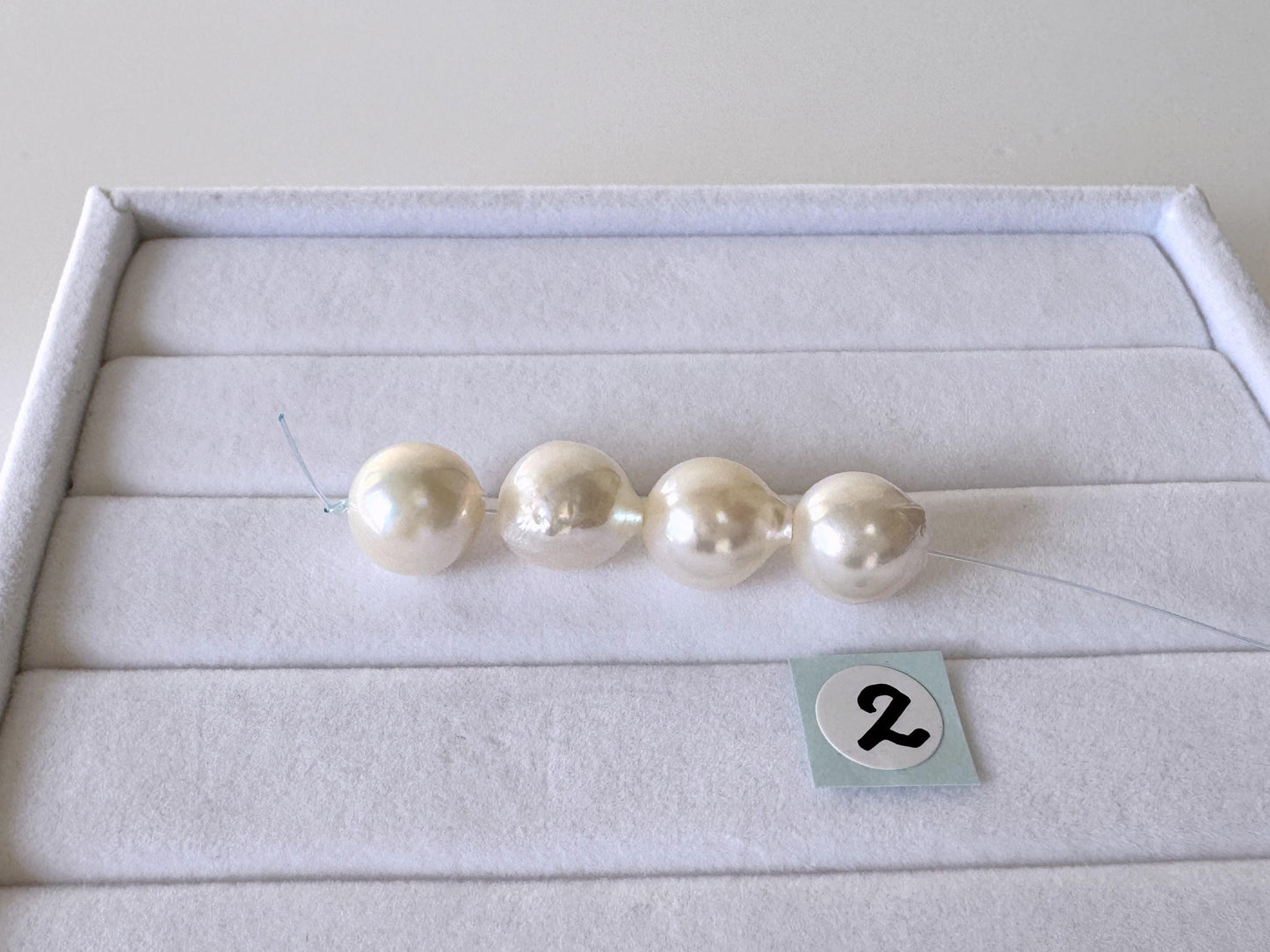 Japanese Akoya Pearl Beads - Cream White Semi-Baroque, 9-9.5mm Mini Strand, 4 Pcs - Cultured Saltwater Pearls, Genuine Craft Supplies