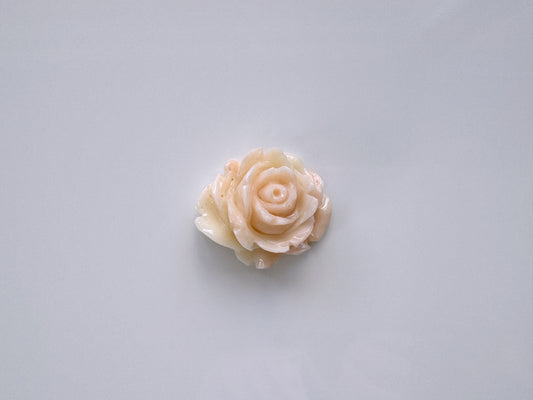 Natural Deep Sea Coral Rose Carving Loose, Natural Pale White Pink Color Coral, 29x24mm, Flat Back, For Jewelry Making