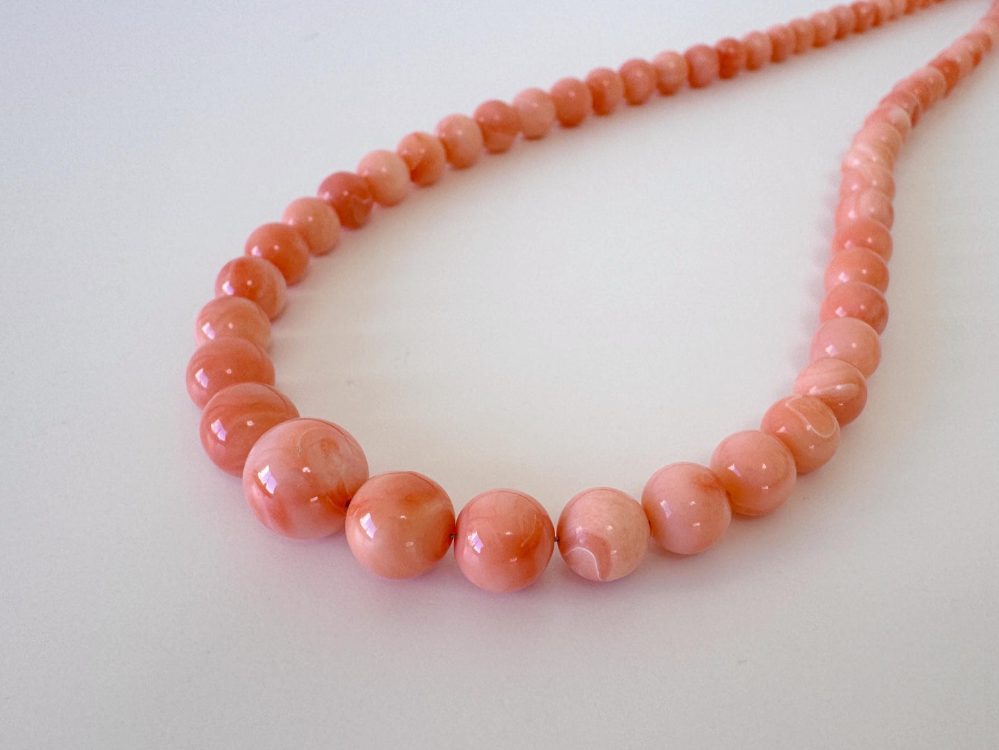 Natural Coral Strand – Genuine Deep Sea Coral Round Beads 4.9-9.9mm Pink Orange Gradation, 15.7in