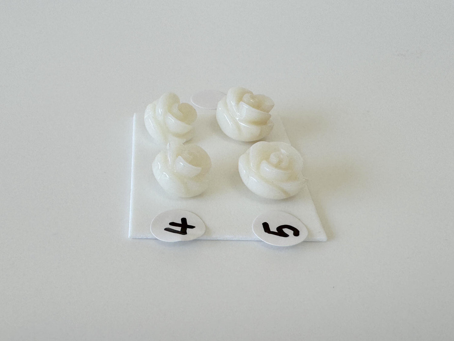 Natural White bamboo Coral Rose Carvings 9-11mm, White color, Price per pair, For Studs and Earrings, For Jewelry Making, Some Imperfection