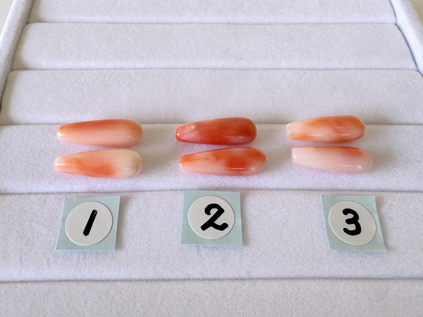 Deep Sea Coral Drop Loose Natural Gemstones, Pink Orange Teardrop (14.5-16mm, Drilled Hole, Pair for Earrings)
