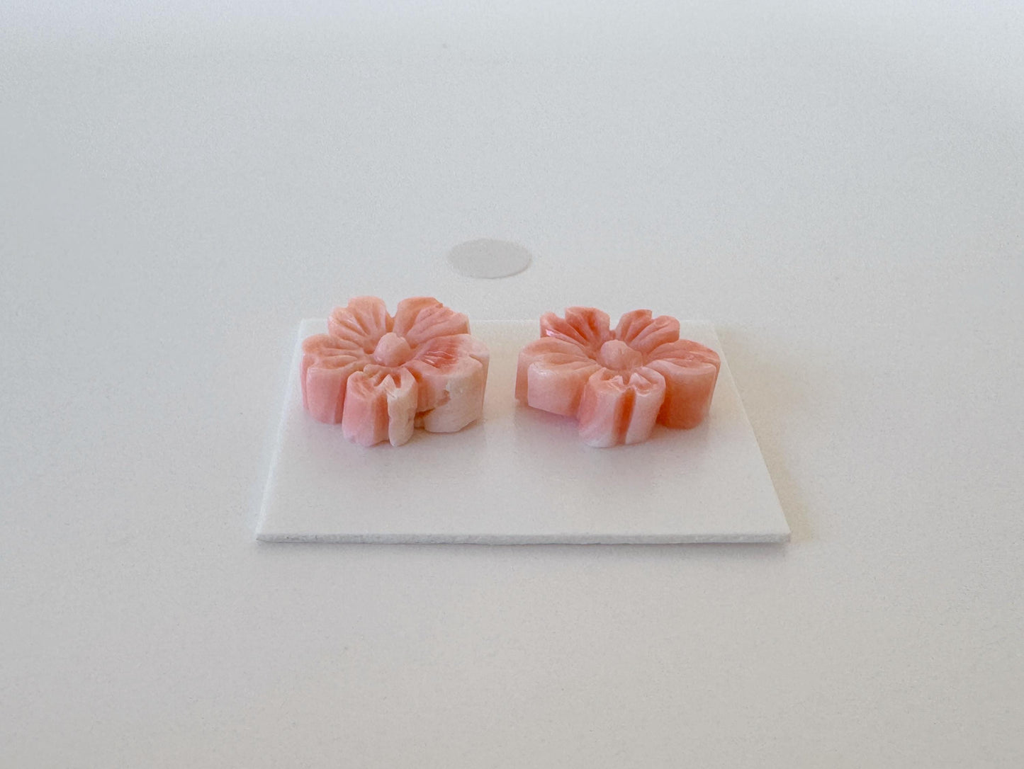 Deep Sea Coral Carving - Natural Pink Orange Sakura Cherry Blossom 14mm Pair for Earrings