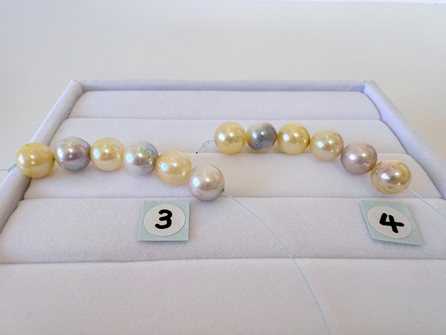Japanese Akoya Pearl Beads: Natural Blue Silver Yellow - Cultured Saltwater Pearls, 7.5-8mm, Mini Strand Craft Supplies, 6 Pcs Strand