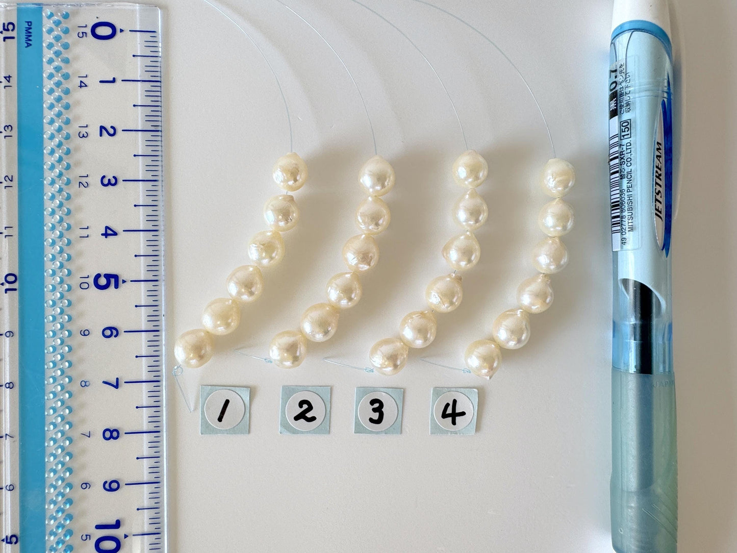 Japanese Cream White/Off-white Akoya Pearl Beads, 7-7.5mm, Mini Strand, Short Strand, 6 Pieces, Genuine Akoya Pearl, Cultured in Sea Water