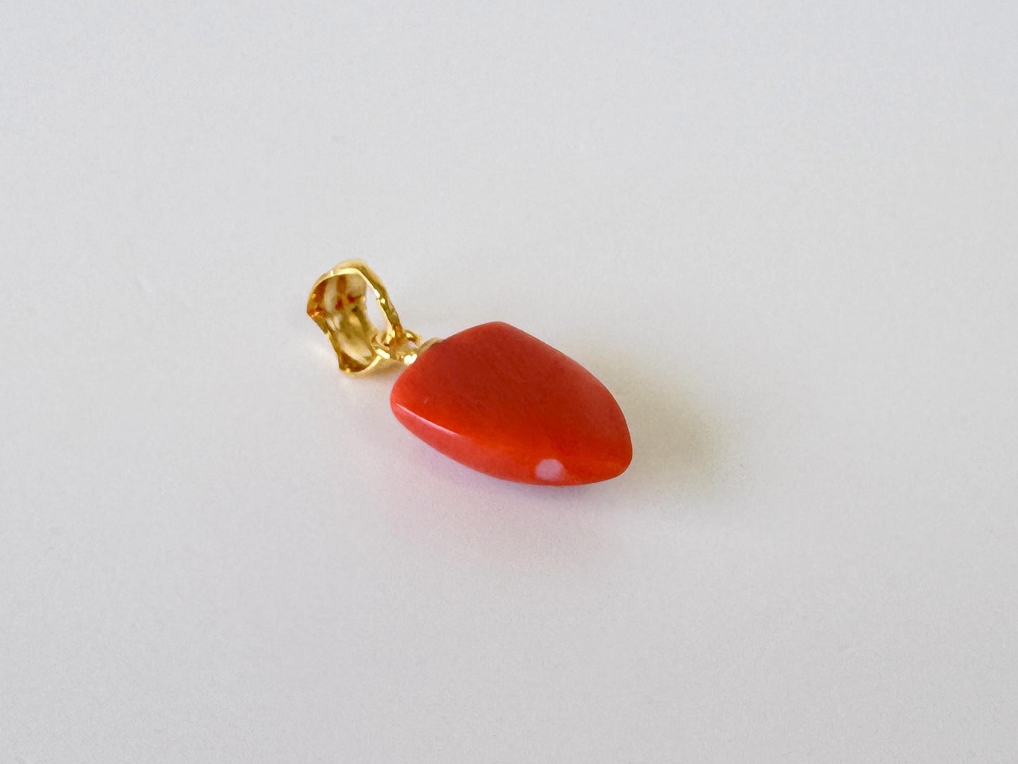 Orange Momo Coral Pendant - Natural Unique Shape Coral Jewelry - Gold-Plated Silver Bail, Genuine Material, 12.7x9.8mm