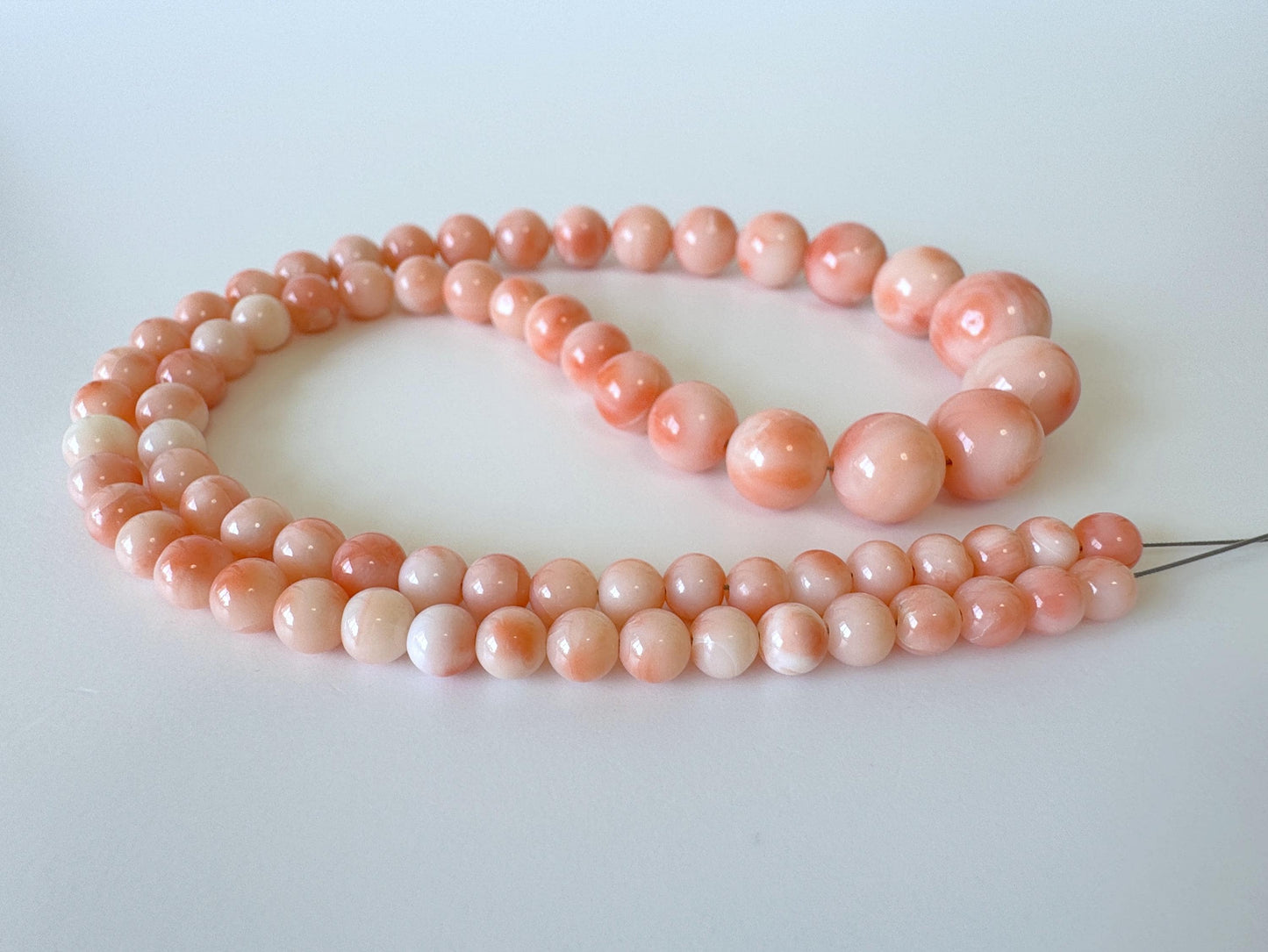 Natural Deep Sea Coral 4.5-11mm Round Beads Strand, Genuine Natural Pink / Orange Color, 41cm, 16in, For Jewelry Making