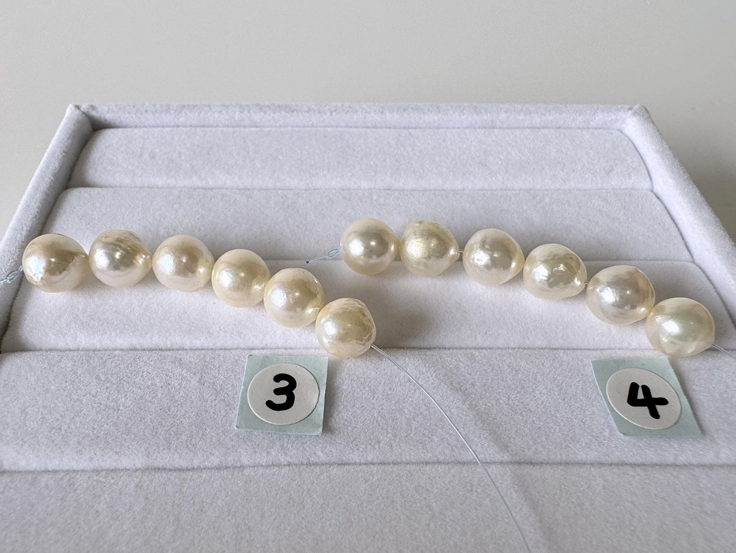 Japanese Akoya Pearl Beads: Cream White Semi-Round/Semi-baroque, 7-7.5mm, Short Strand | Cultured Saltwater, Genuine Gems, 6 Pieces