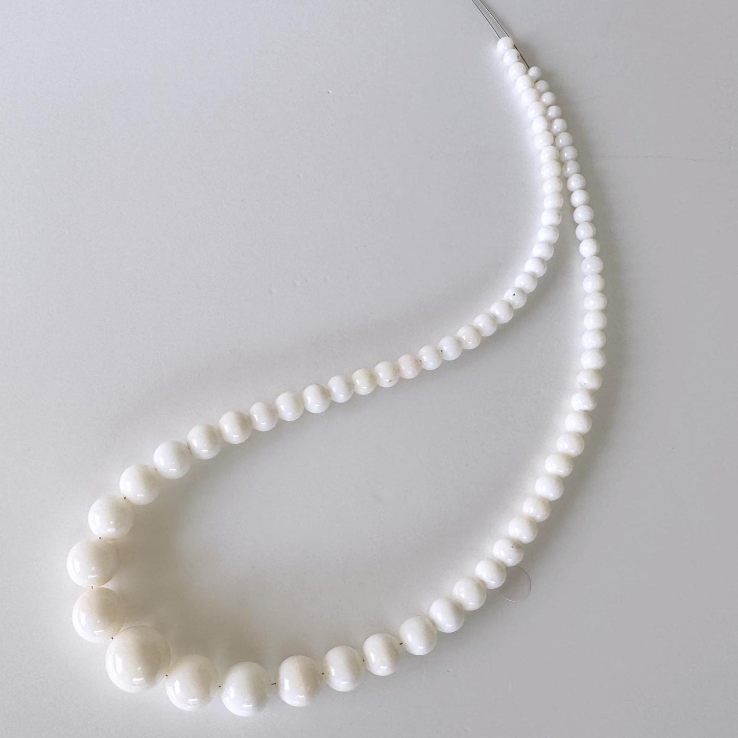 Natural Coral Strand - Deep Sea Midway White Round Beads - 4.2-13.6mm Size, 17.7in Length, Jewelry Making Supplies