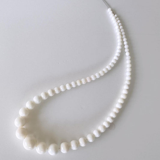 Natural Coral Strand - Deep Sea Midway White Round Beads - 4.2-13.6mm Size, 17.7in Length, Jewelry Making Supplies