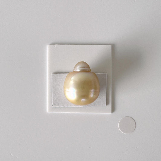 South sea pearl 18.4x15.3mm, Natural Gold Color, Half-Drilled Pear shape loose, unused vintage, Salt water pearl