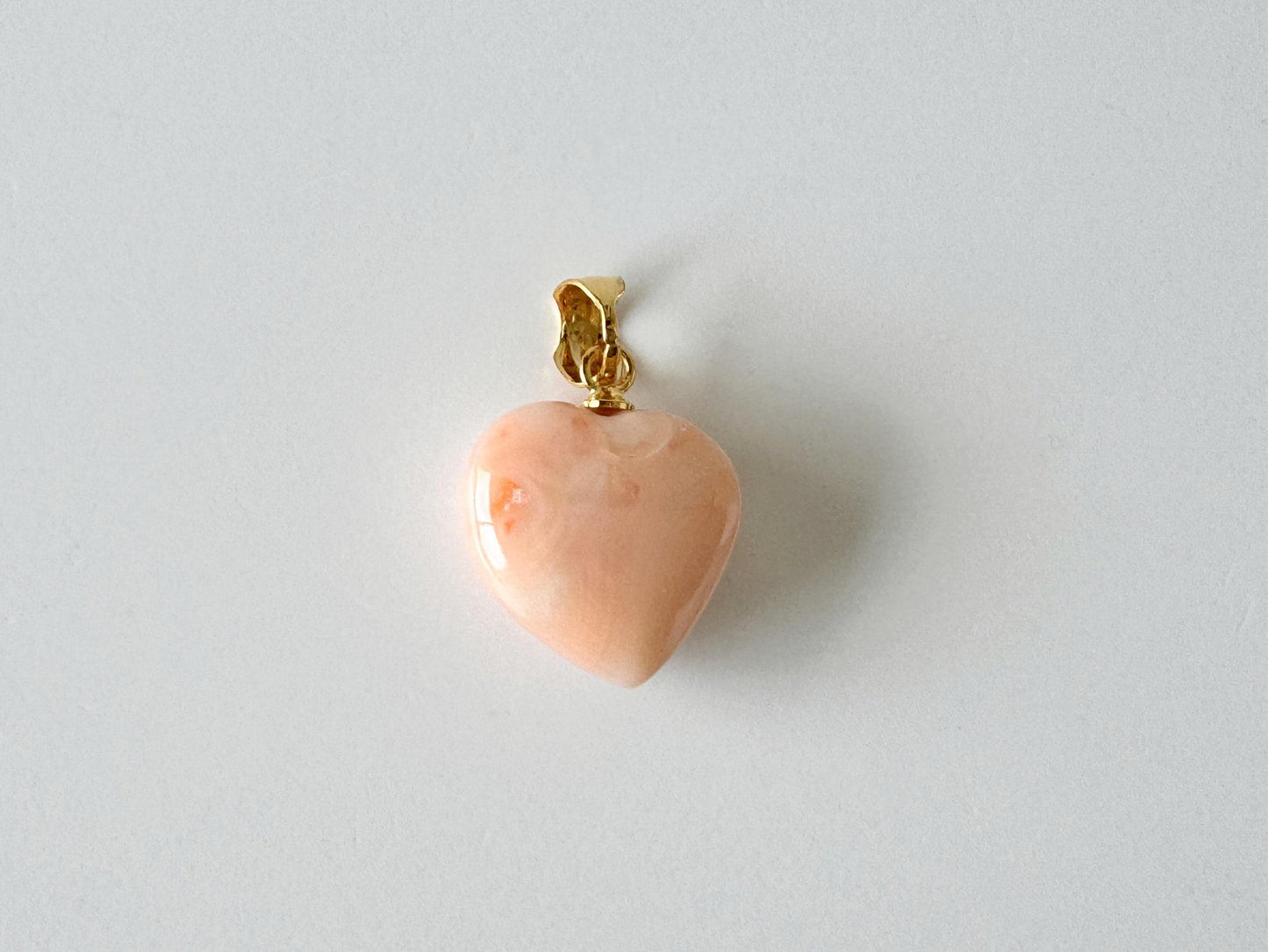 Coral Pendant Heart Shaped Natural Deep Sea Coral: Pink/Angel Skin Tones, Silver (Gold-Plated) Bail (16.4x15mm, Jewelry)