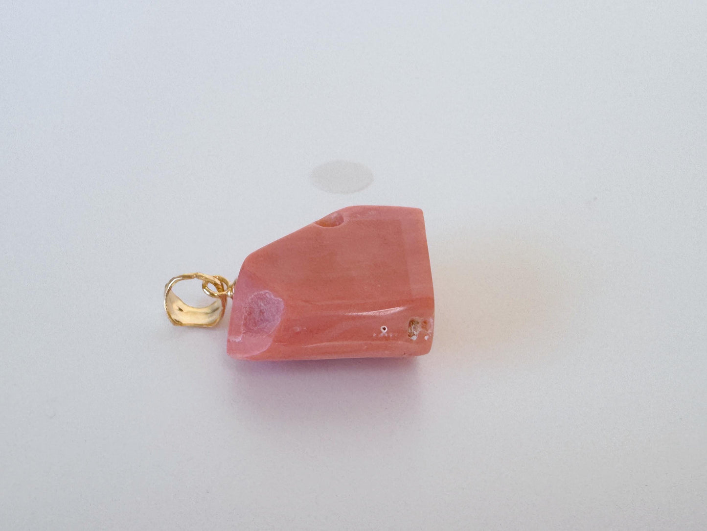 Natural Momo Coral Pendant: Japanese Pink Orange Coral, Gold-Plated Silver Bail