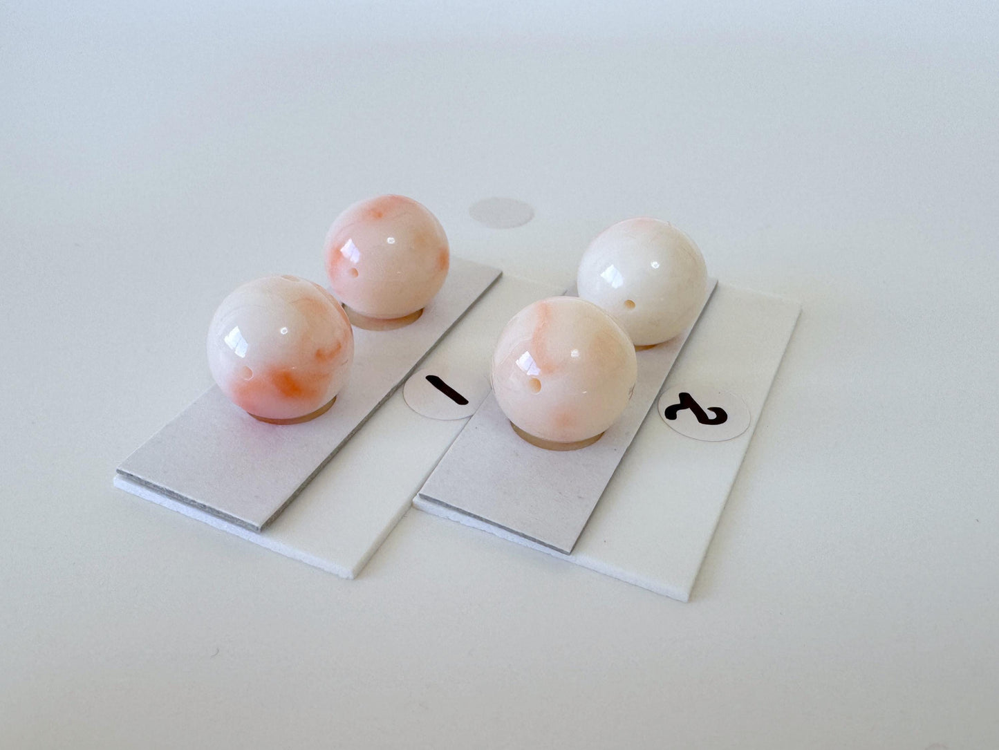 Deep Sea Coral Beads - Natural Round Coral Bead Pair 12mm for Jewelry Craft, Full Hole