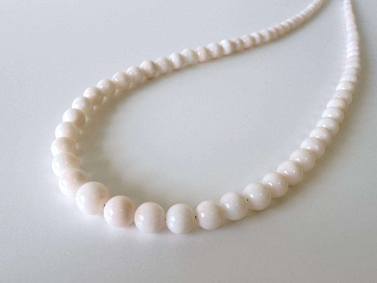Natural Coral Strand - Deep Sea Midway White Round Beads - 4-8mm Size, 16in Length, Jewelry Making Supplies