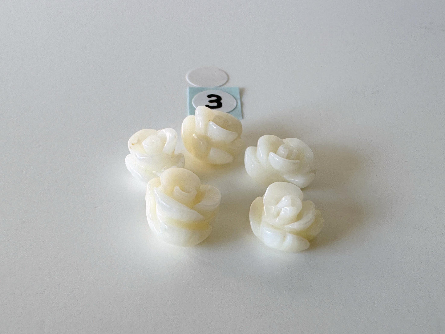 Natural White bamboo Coral Rose Carvings with Imperfection, 9-12mm, White color, Price per set of 2-5 pcs, For Jewelry Making