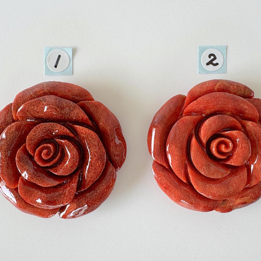 Natural sponge coral rose 45mm loose, Red/Dark Red color, for jewelry making, Price per piece
