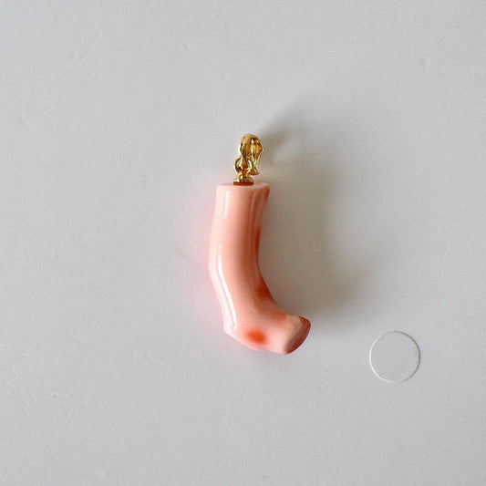 Coral Branch Pendant: Natural Pink Orange Deep Sea Coral, Gold-Plated Silver Bail | 25mm, Unique Jewelry