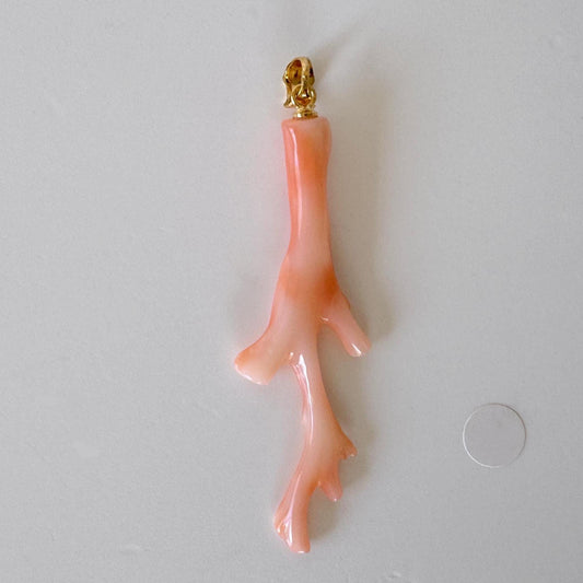 Coral Branch Pendant: Natural Pink Deep Sea Coral, Gold-Plated Silver Bail | 52mm, Jewelry, Unique Organic Design