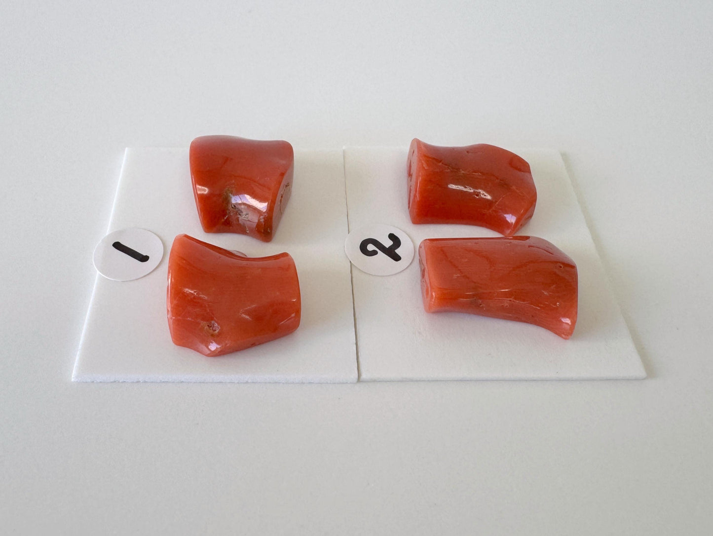 Mediterranean Coral Loose Gemstone: Natural Red-Orange Tones - Untreated, Top-hole, Jewelry Making Supplies, Per Pair