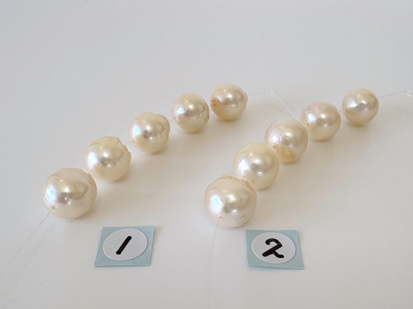 Japanese Cream White Akoya Pearl Beads, 9.5-9.9mm, Mini Strand, Short Strand, 5 Pieces, Genuine Akoya Pearl, Cultured in Sea Water