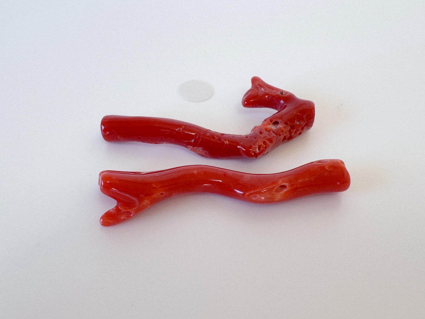 Red Coral Branch Set: Natural Aka Coral for Jewelry Making (41-44mm), Hole on Top