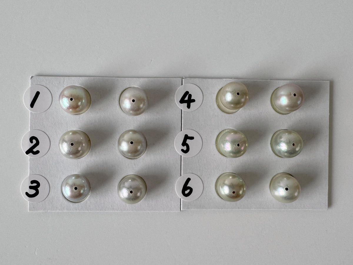 Japanese Blue/Silver (Cobalt Treated) Akoya Pearl 7.5-8mm, Half-Drilled loose, Price per pair, Salt water pearl
