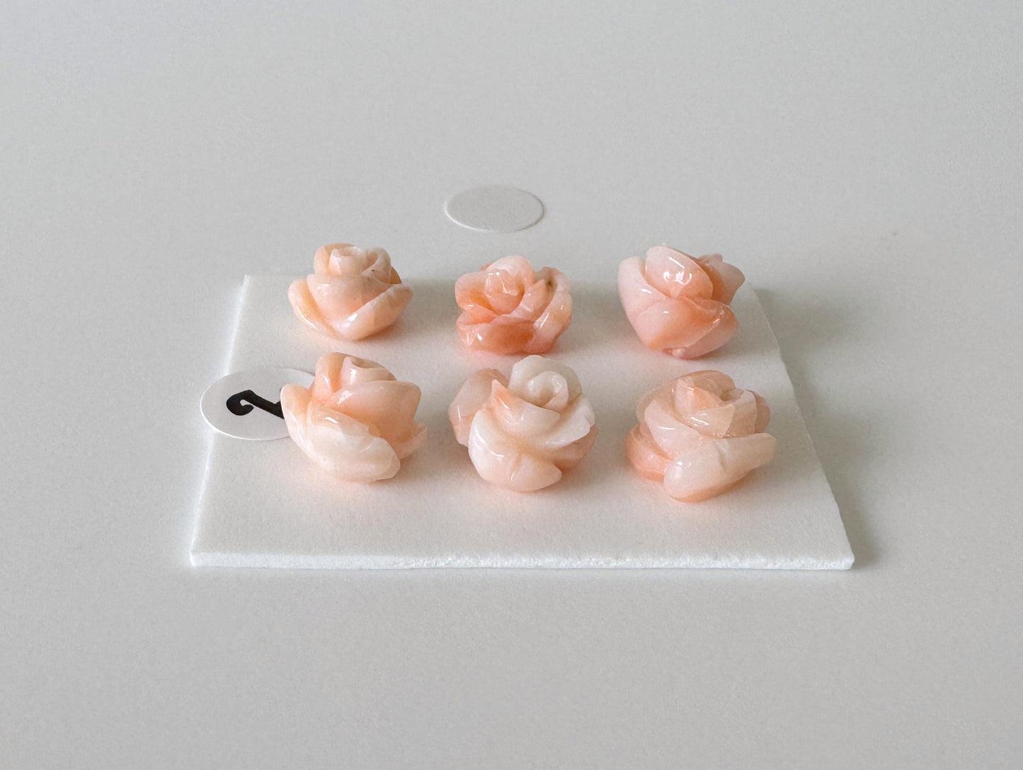 Mix set of 6 pcs of Natural Pink Deep Sea Coral Rose Carvings 8-9mm, Natural color, Value priced for reason of defects / Irregular shapes