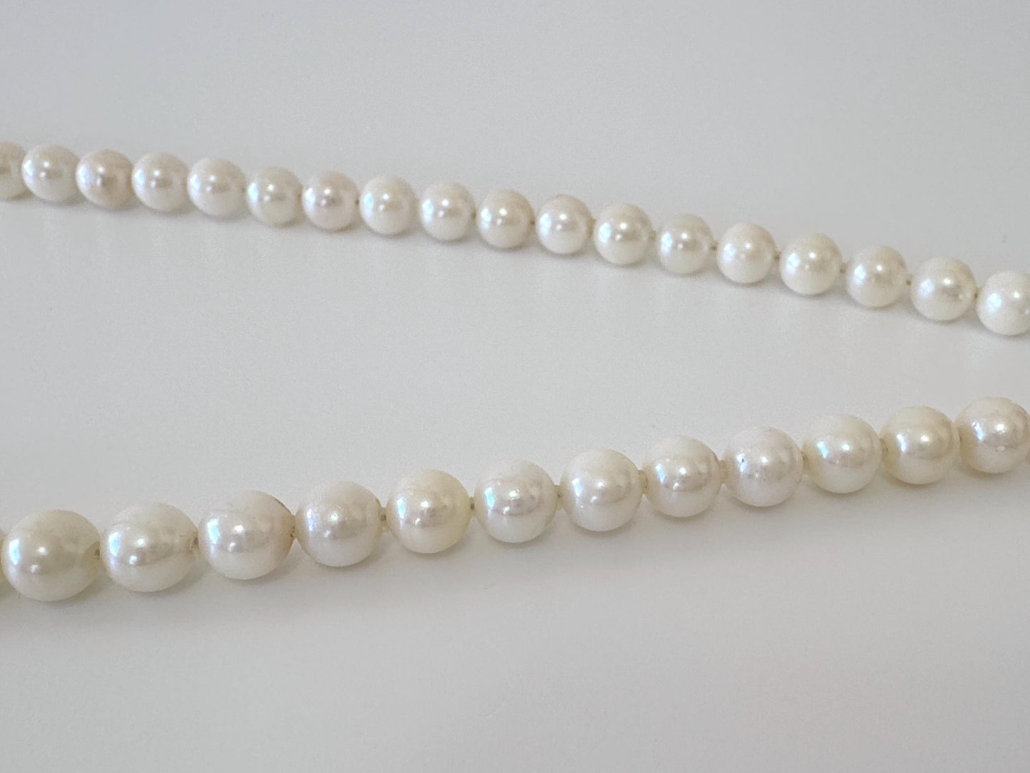 6.5-7mm Japanese Akoya Pearl Necklace with Silver Clasp, Genuine Akoya Pearl Beads Necklace, 45cm, 17.7in, Cultured Salt water pearl