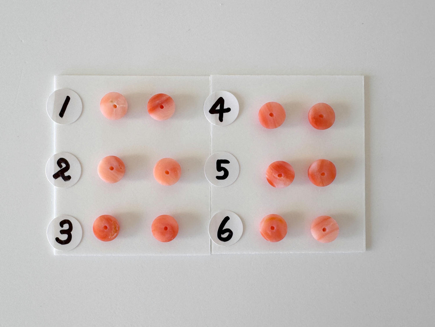 Deep Sea Coral Round Cabochons - Natural Pink Orange Pair, 5.8-6mm Half Drilled