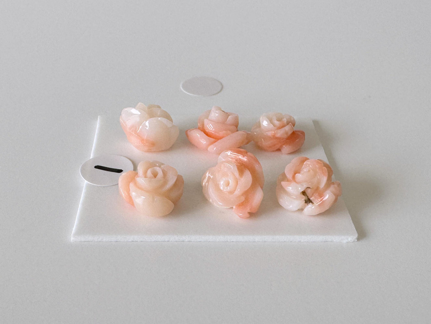 Mix set of 6 pcs of Natural Pink Deep Sea Coral Rose Carvings 8-9mm, Natural color, Value priced for reason of defects / Irregular shapes