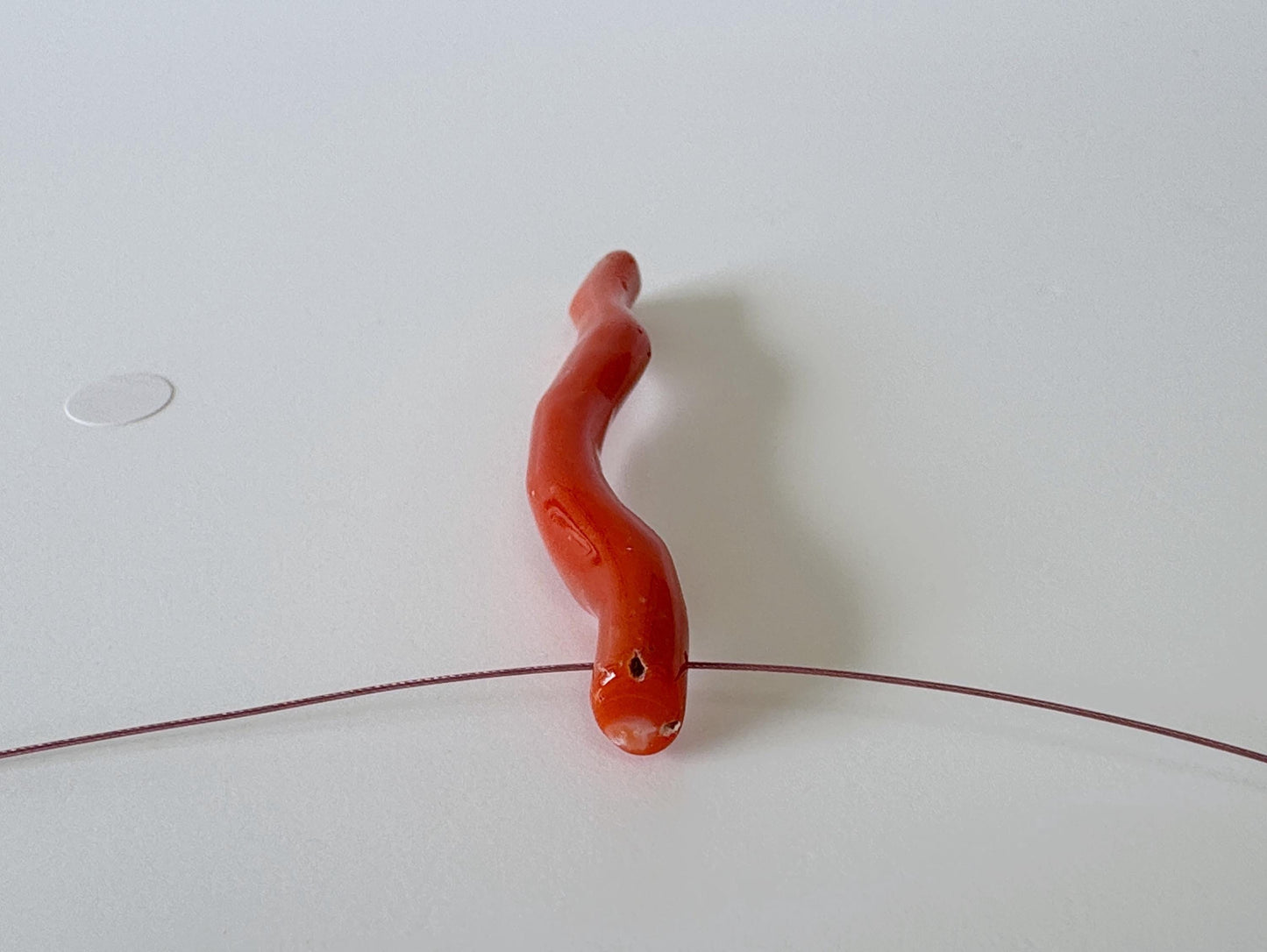 Japanese red(Aka) coral branch, 55mm, side full hole, natural red color coral for jewelry making