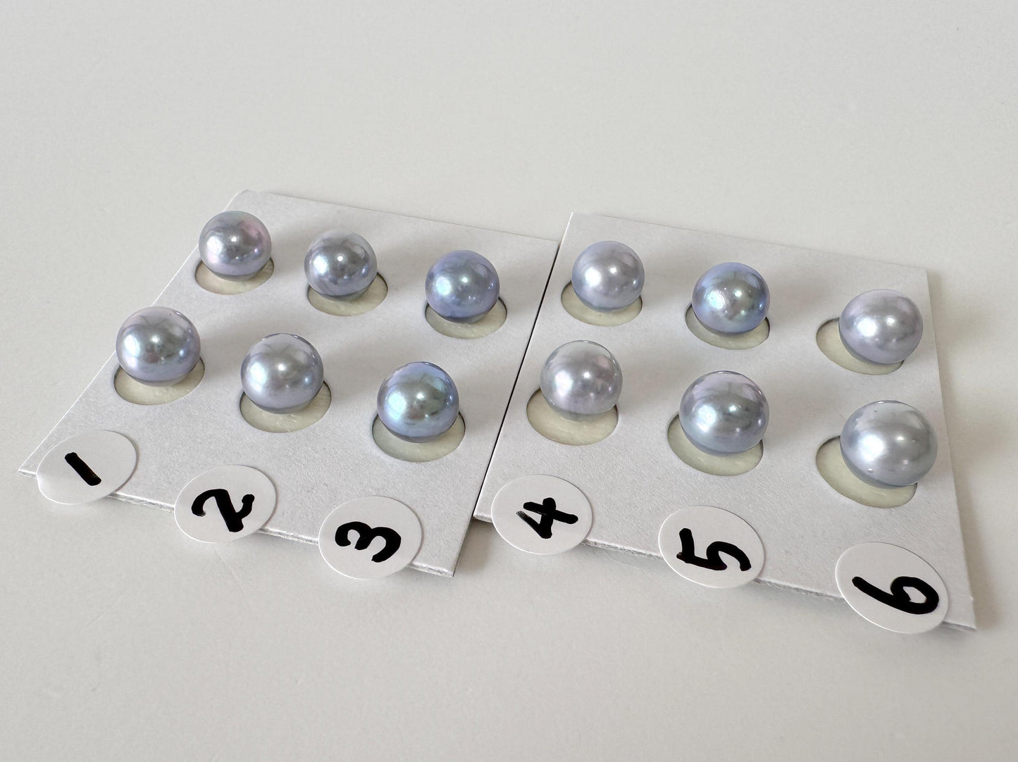 Japanese Blue/Silver (Treated) Akoya Pearl 7-7.5mm, Half-Drilled loose, Price per pair, Salt water pearl