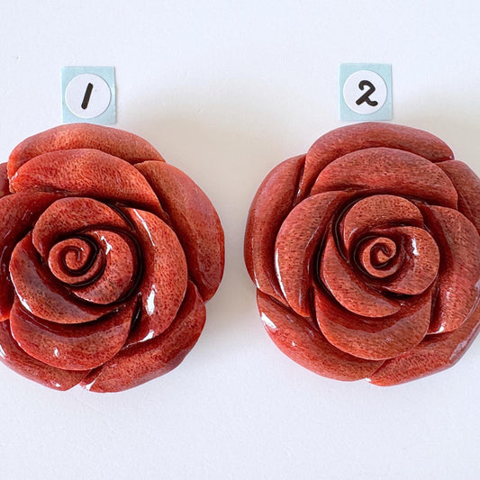 Natural sponge coral rose 45mm loose, Red/Dark Red color, for jewelry making, Price per piece