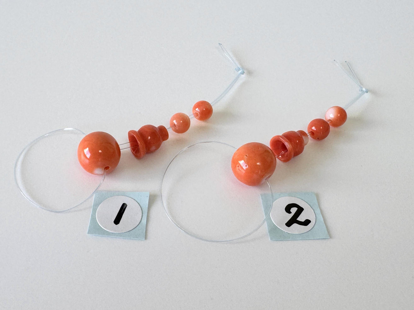 Momo Coral Beads Natural Guru, Three Hole T Beads & Cone, Orange Hue (7.6-7.9mm Diameter, Genuine Coral, Jewelry Crafting)