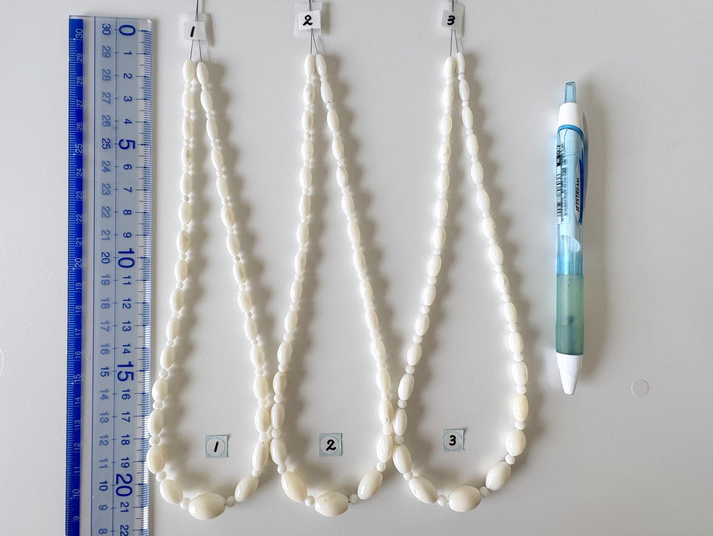 White Coral Bead Strand: Bi-cone & Round Gradation, Jewelry Making (16"-17")