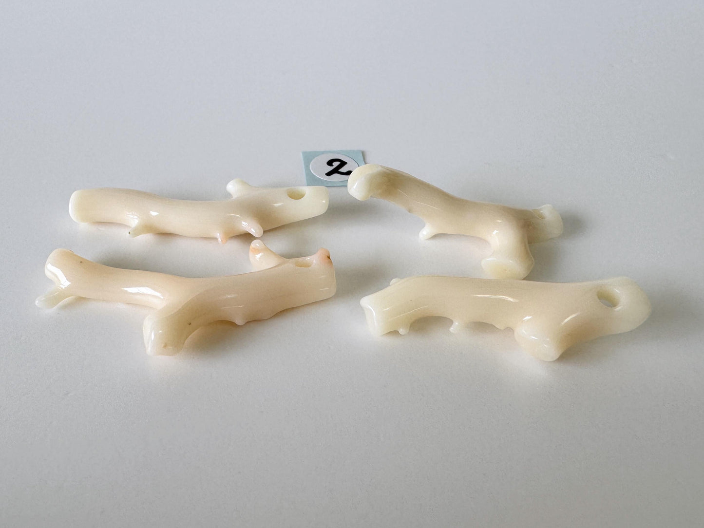 Natural Coral Branch: Deep Sea White-Pink Midway Coral, Genuine Material | Set of 4 Pieces, Drilled Holes, Jewelry Supplies, 26-37mm Length