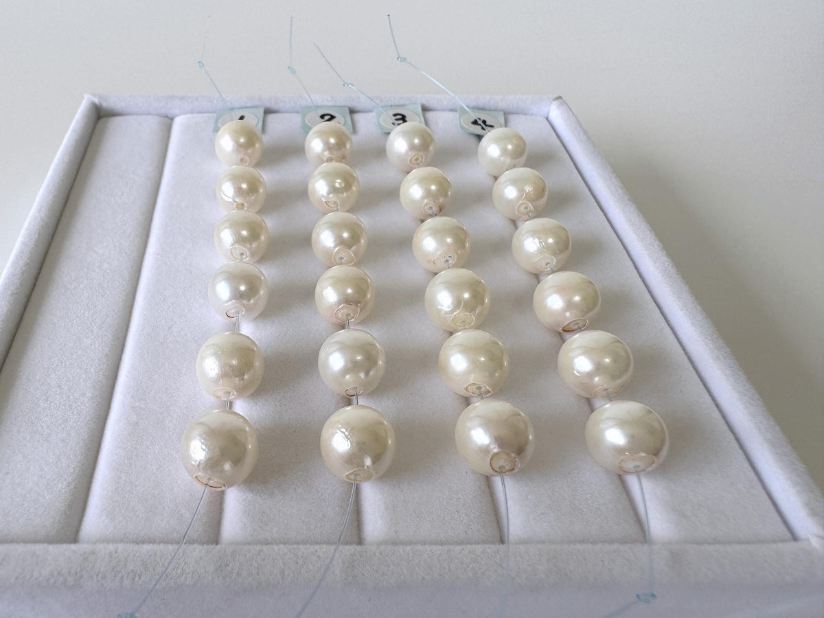 DEFECTS – Japanese Akoya Pearl Beads: Cultured White Saltwater Pearls, Mini Strand (8.5-8.8mm, Near-Round, 6 Pieces), Value Priced