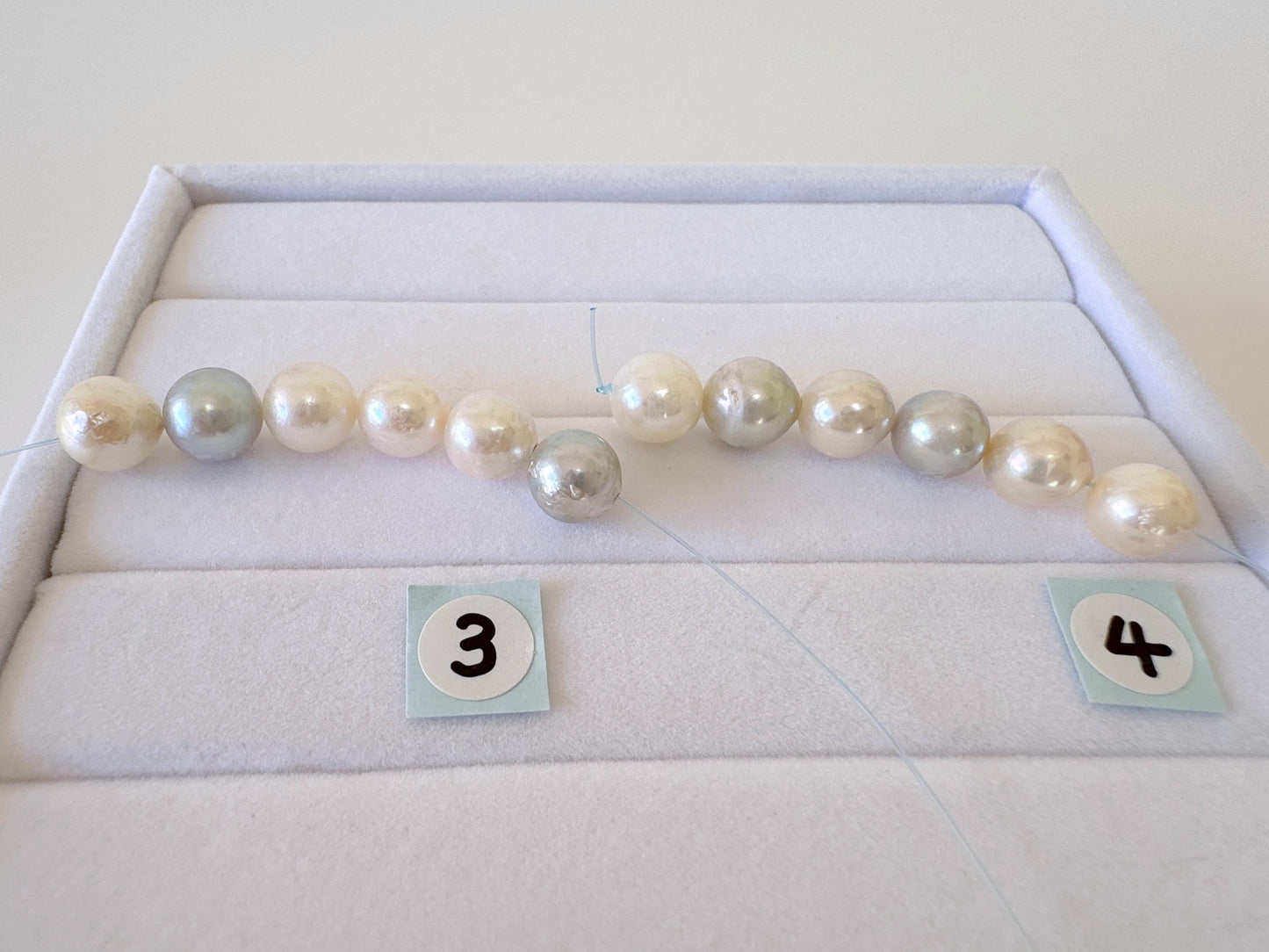 Akoya Pearl Beads - Japanese Cultured 7-7.5mm Multi Color Mini-Strand, 6 Pcs