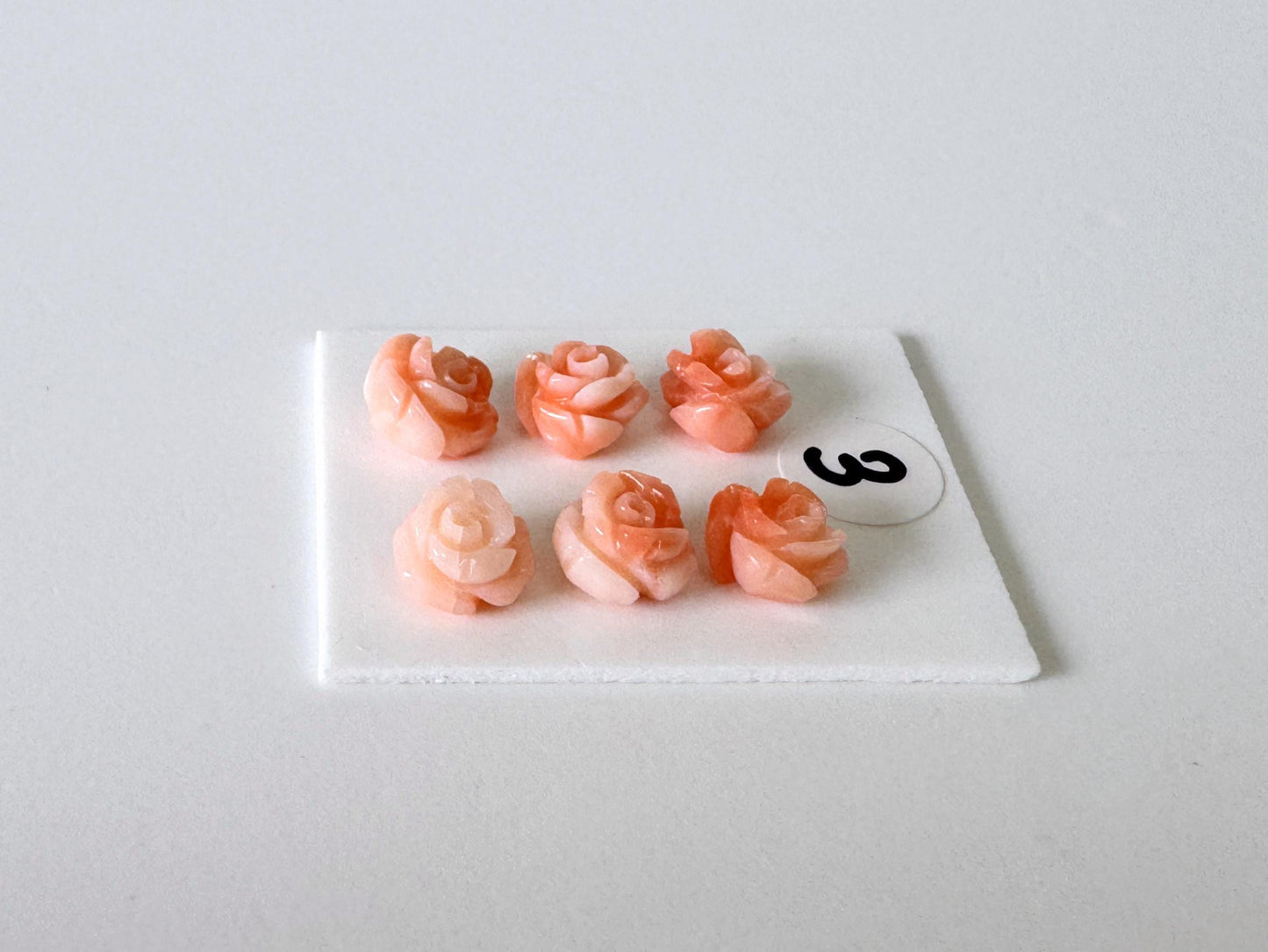 Deep Sea Coral Rose Carvings Natural Pink, Handcrafted Jewelry Beads (6pcs, 6-7mm, Genuine Coral)