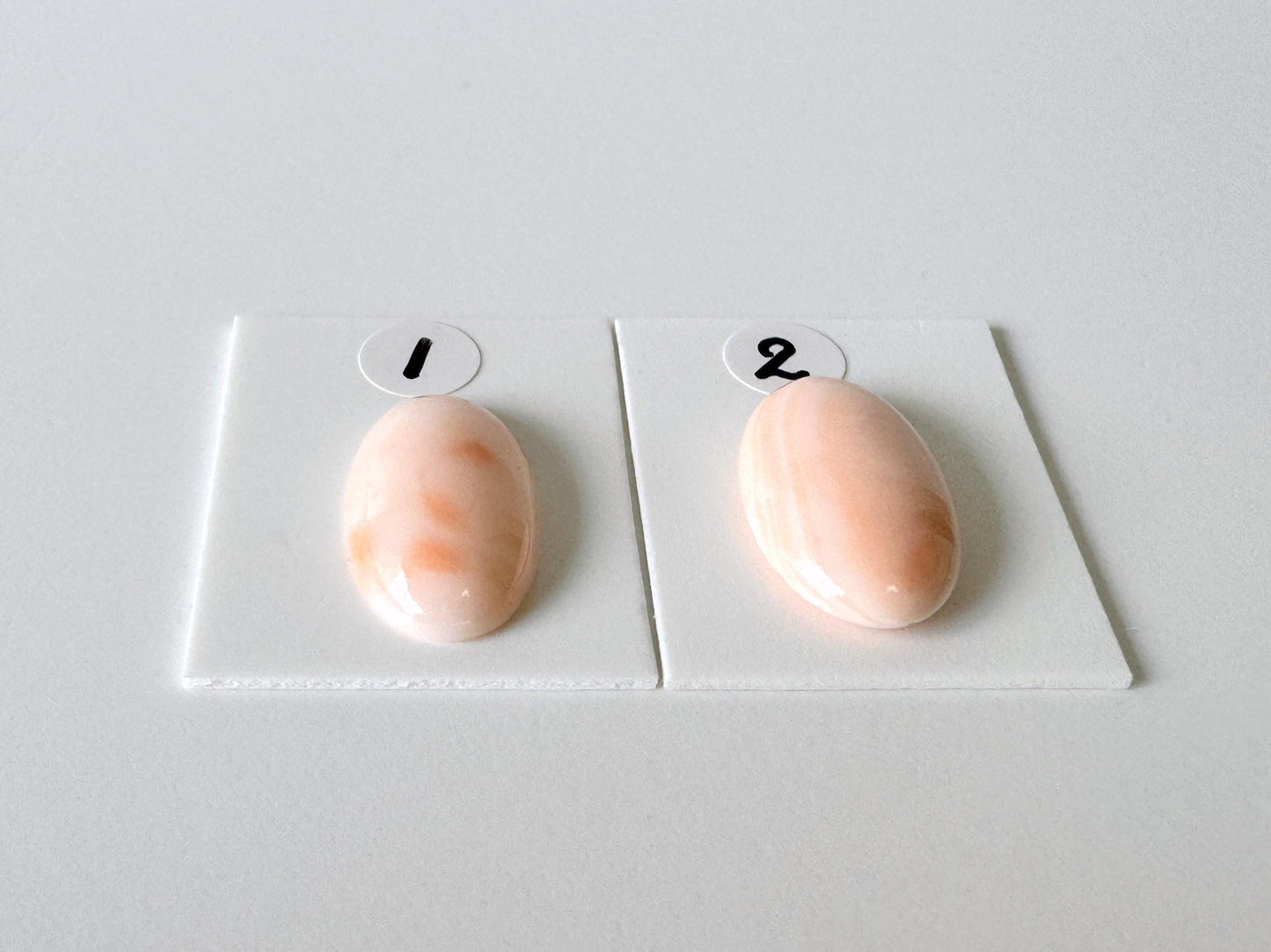 Deep Sea Coral Oval Cabochon: Pink White Natural Gemstone, Genuine Coral, Jewelry Supplies | 19.5x11.3mm, 20.3x12.1mm, Japan Made