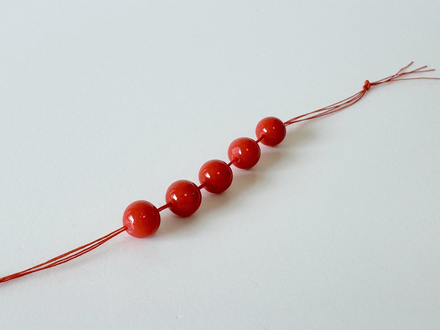 Natural Coral Loose, Mediterranean Red Round Beads | Genuine Beading Parts | 5.8-5.9Mm | 5 Pc