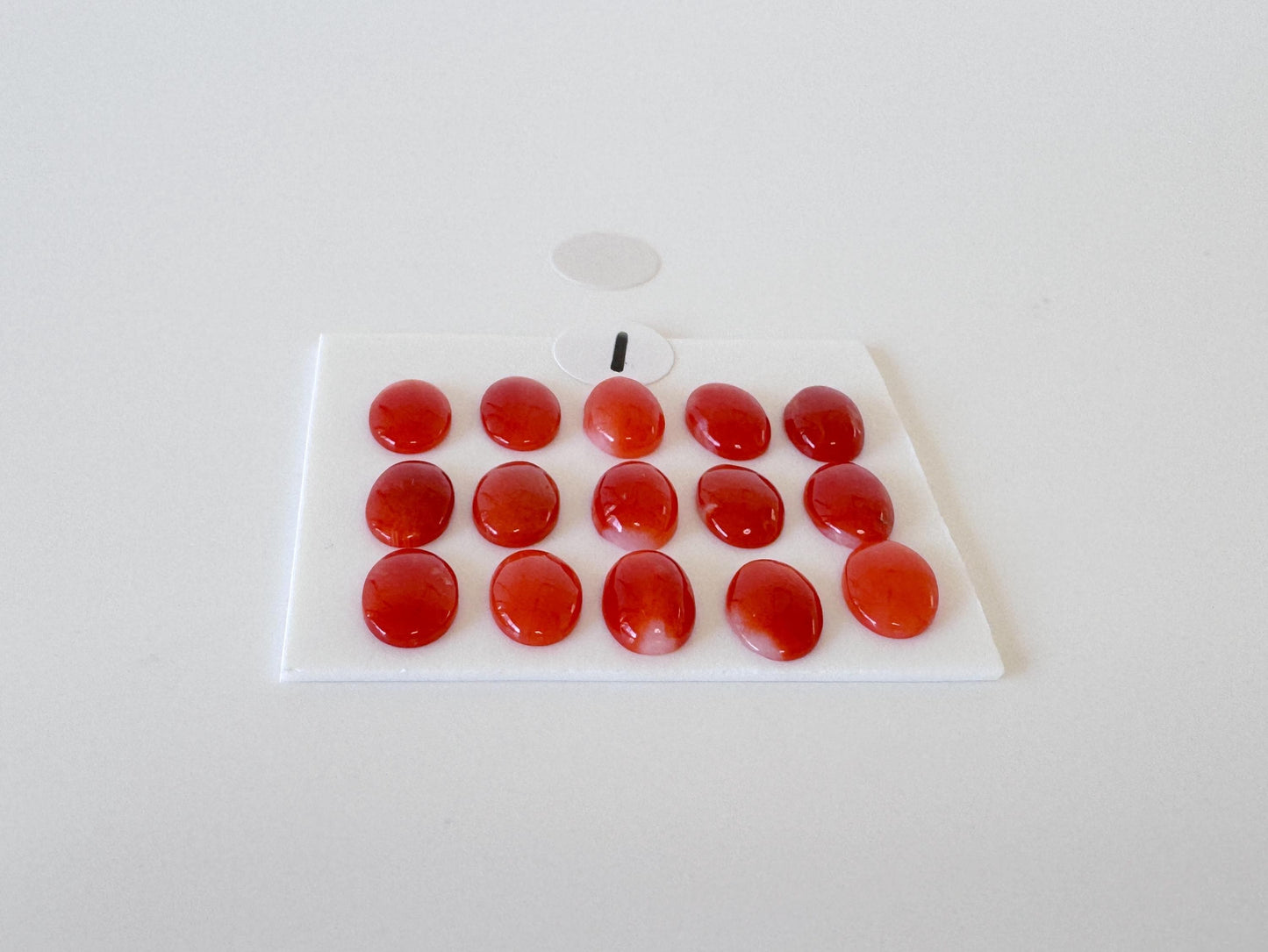 Natural Japanese Aka (Red) Coral Cabochons: 7x5mm Oval, Set of 15