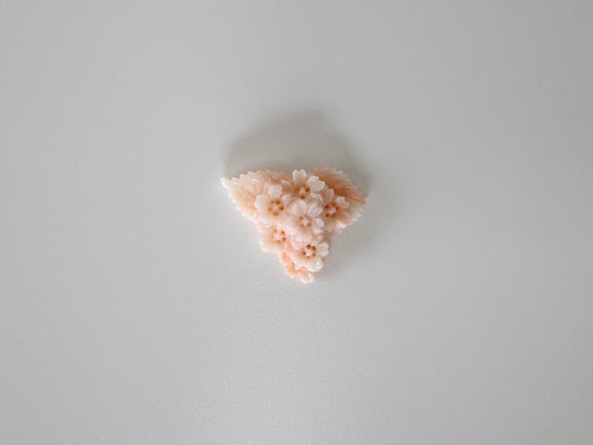 Natural Deep Sea Coral Japanese Cherry Blossoms Carving Loose, 29x20mm, Natural Pink Color, Flat Back, For Pendant, Hand Carved, Hole on top